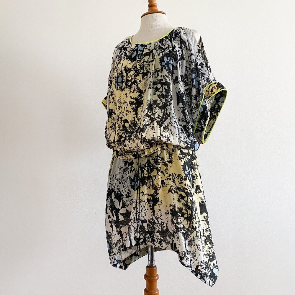 Preen Thornton Bregazzi Backless Open Sleeve Drawstring Print Dress